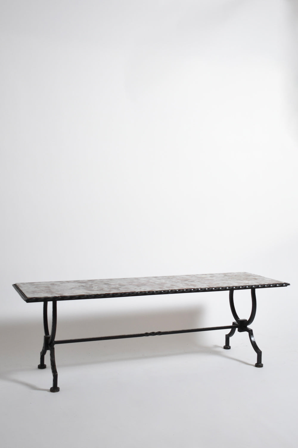 Wrought iron and marble coffee table, 1940s.