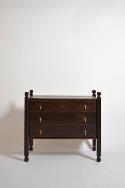 Exotic wood chest of drawers, 1960s.