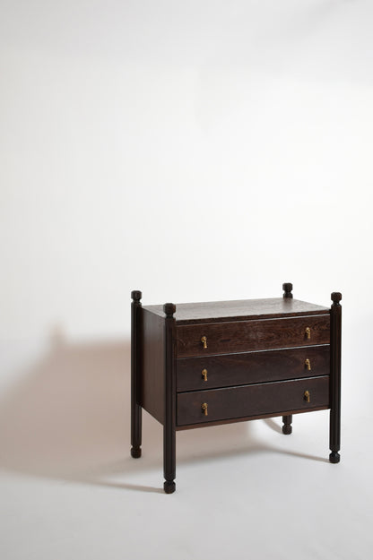 Exotic wood chest of drawers, 1960s.