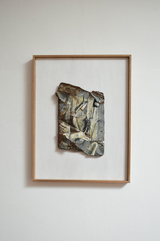 Mixed media artwork painting on metal, by Gen, 1980s.