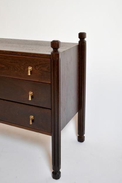 Exotic wood chest of drawers, 1960s.
