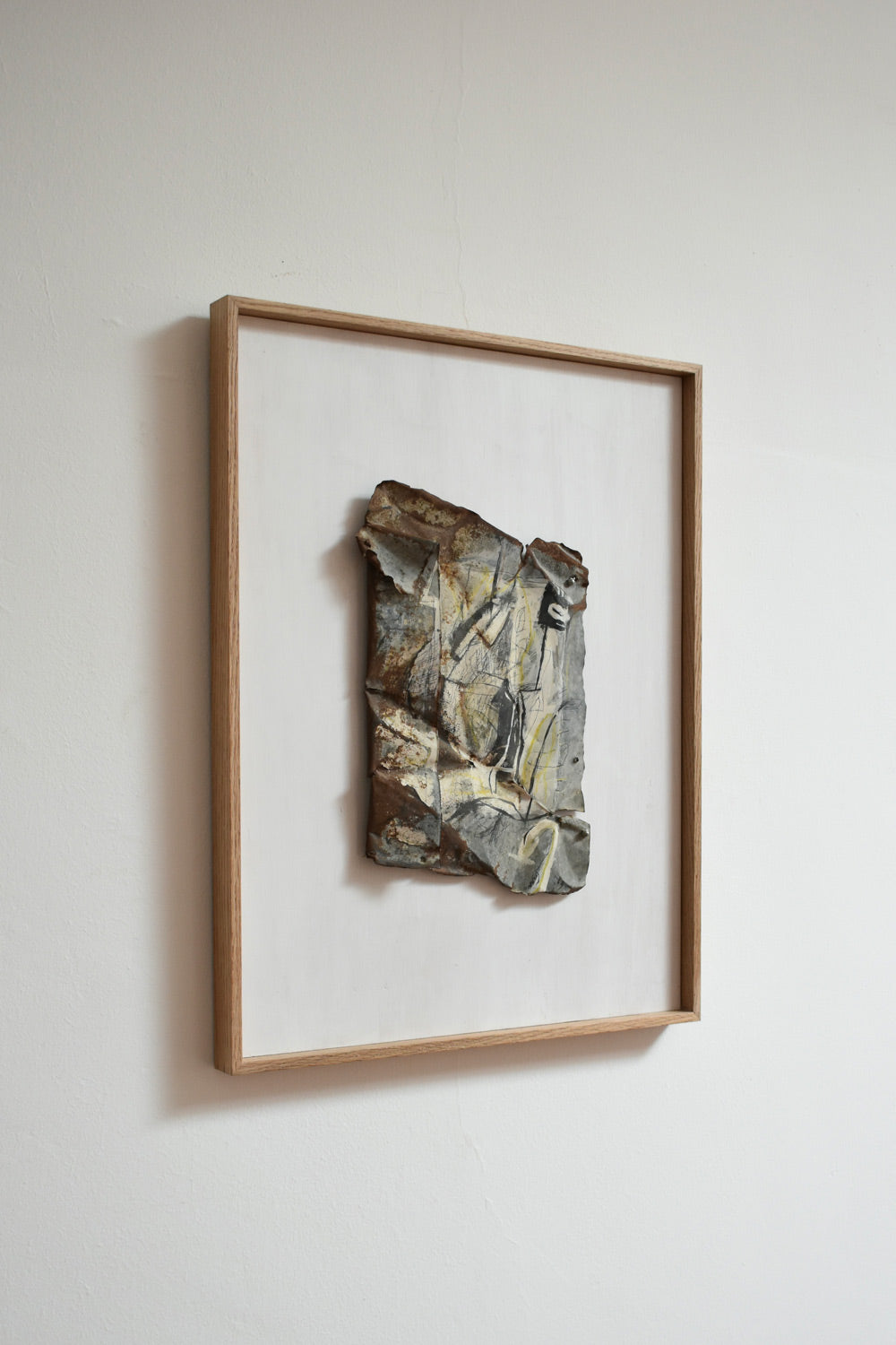 Mixed media artwork painting on metal, by Gen, 1980s.