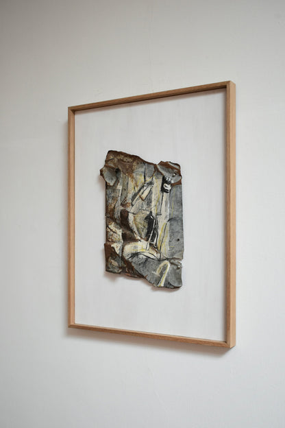 Mixed media artwork painting on metal, by Gen, 1980s.