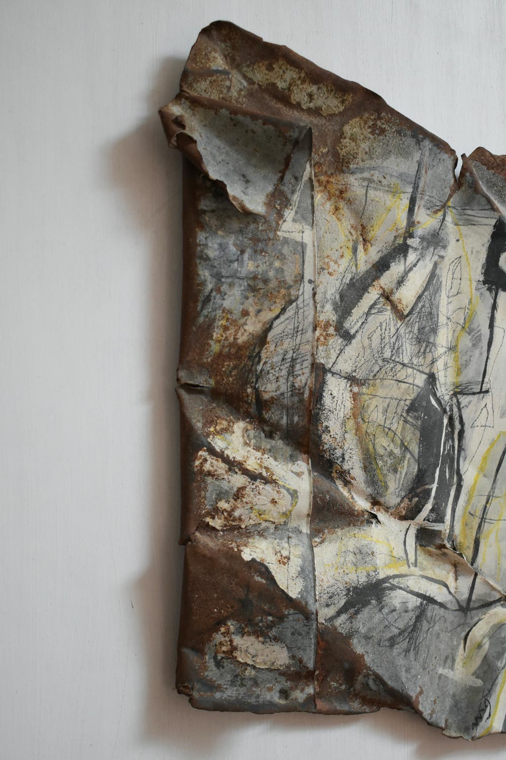 Mixed media artwork painting on metal, by Gen, 1980s.