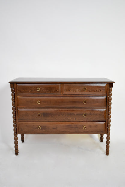 Bobbin turned wood chest of drawers, 1960s.