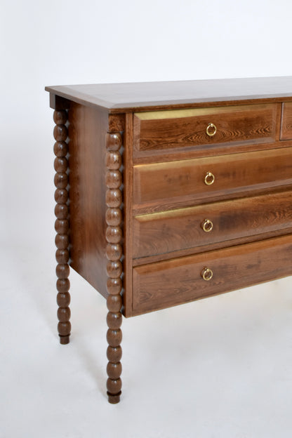 Bobbin turned wood chest of drawers, 1960s.