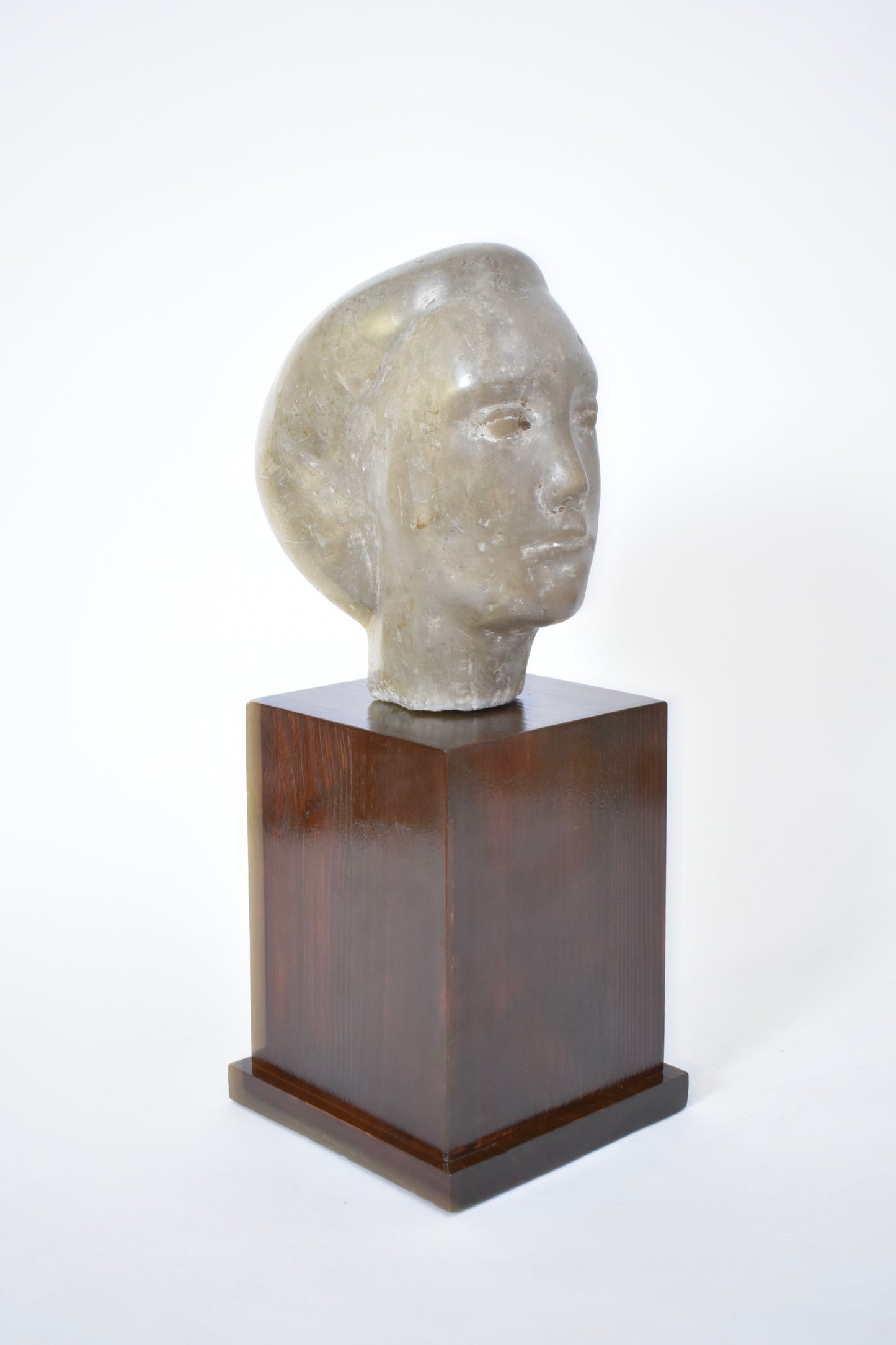 Marble woman's face sculpture, 1940s.