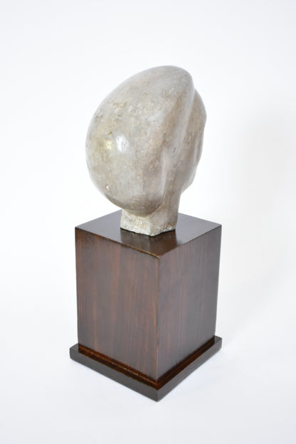 Marble woman's face sculpture, 1940s.