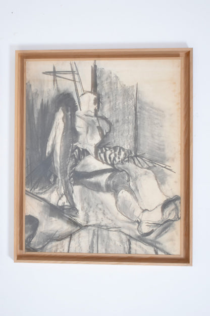 Man portrait drawing diptyque, 1960s.