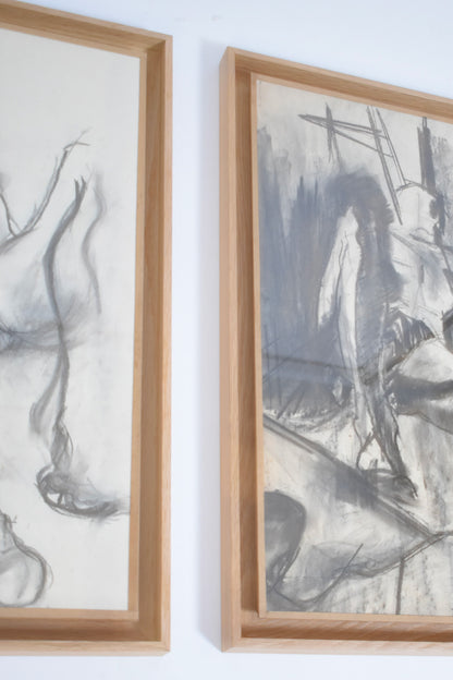 Man portrait drawing diptyque, 1960s.