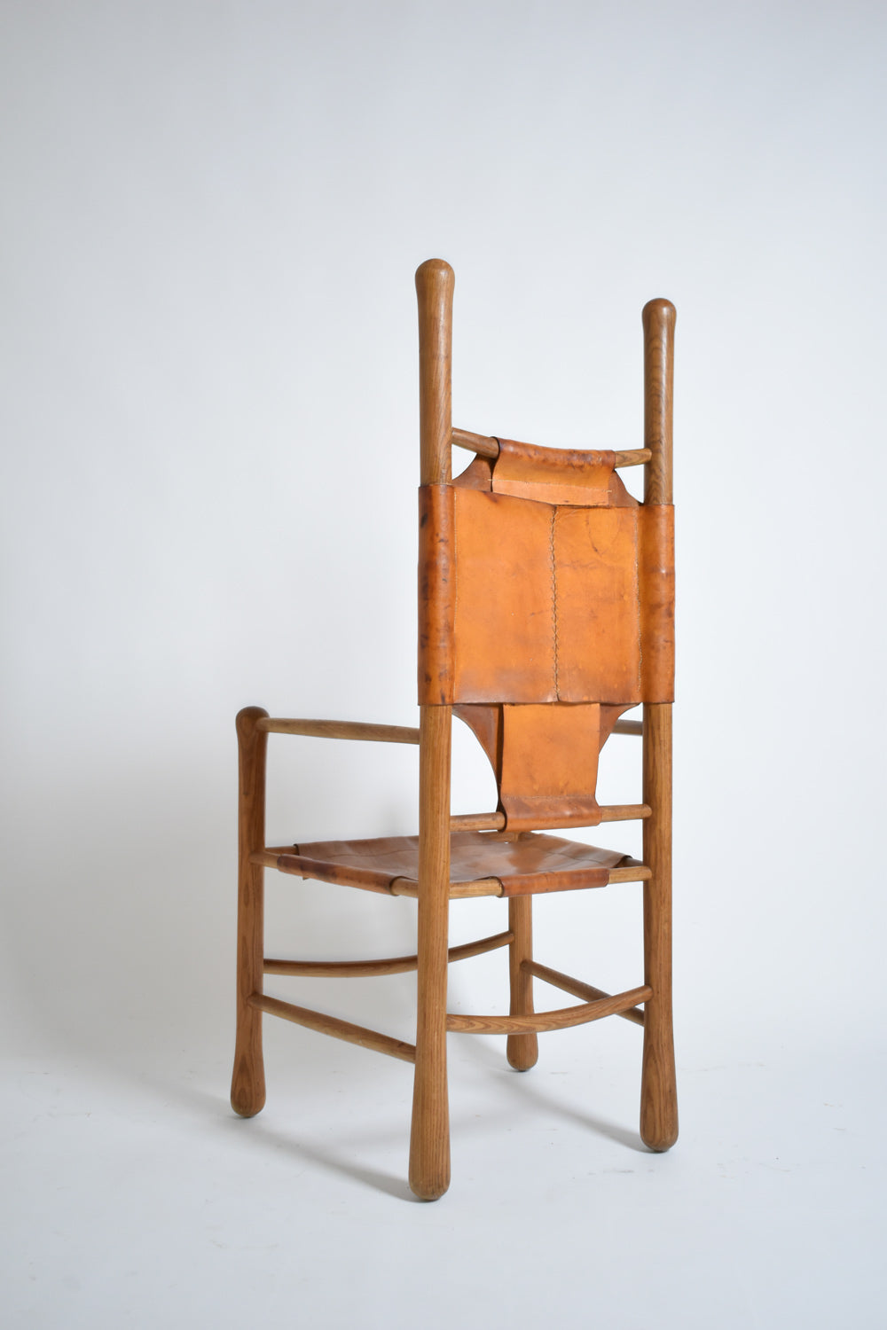 Oak and leather large armchair, 1960s.