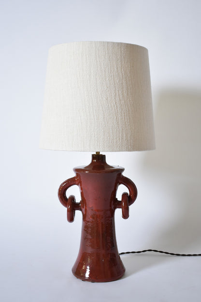 "Kasaï" red handles ceramic lamp 32cm, Barracuda Edition.