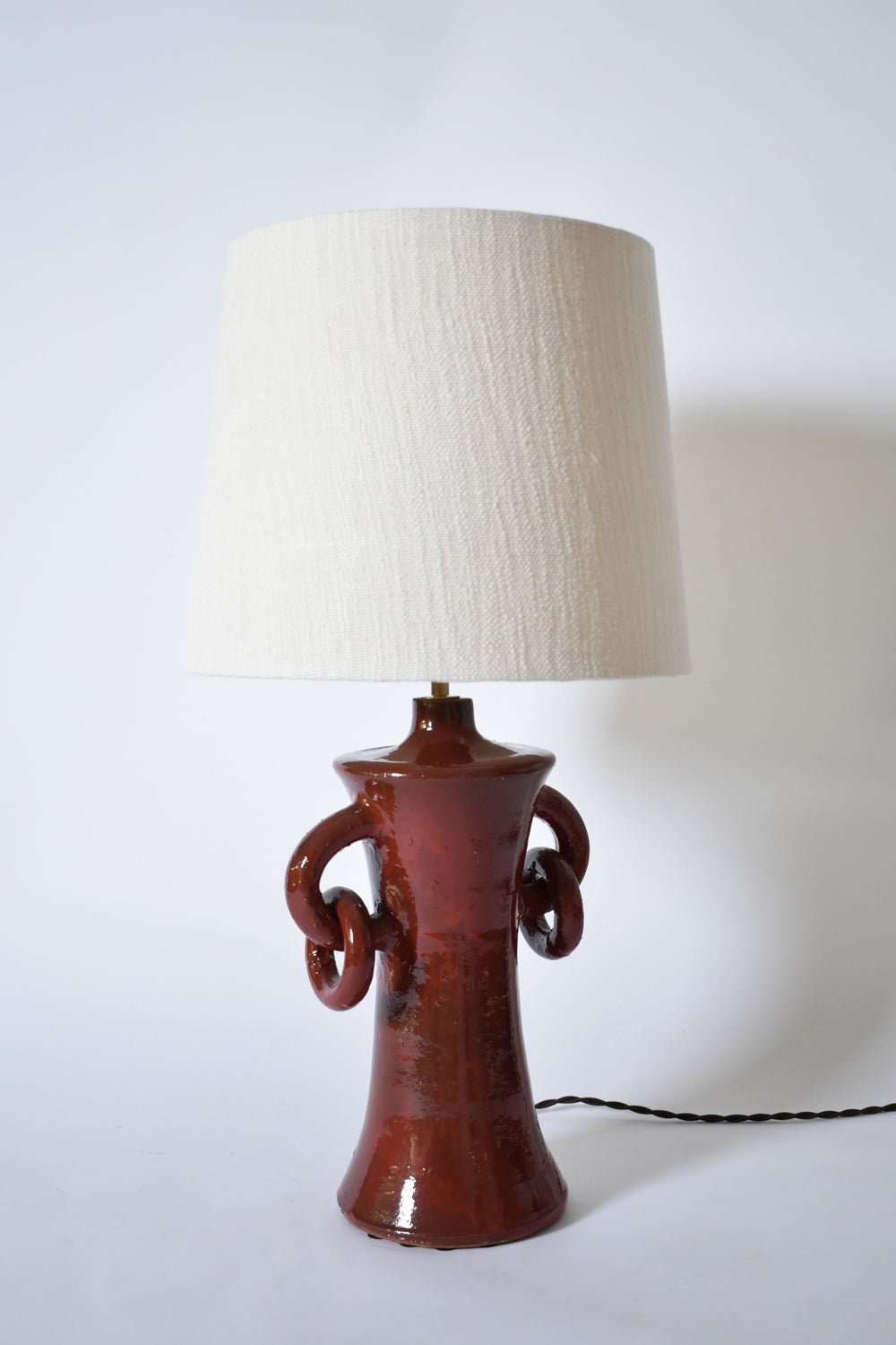 "Kasaï" red handles ceramic lamp 32cm, Barracuda Edition.