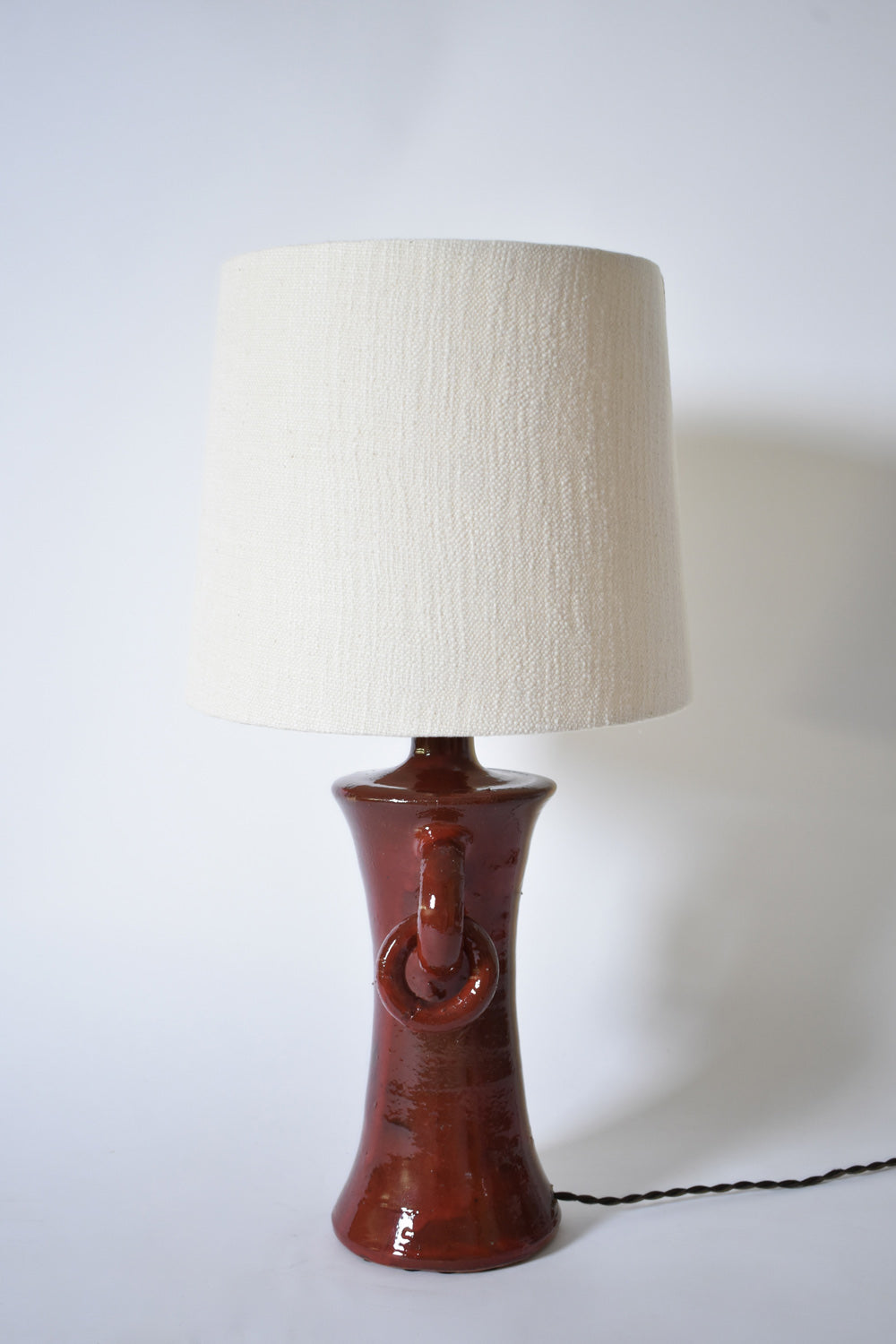 "Kasaï" red handles ceramic lamp 32cm, Barracuda Edition.