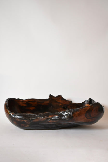 Oblong bowl in Macassar ebony, 1970s.