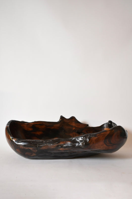 Oblong bowl in Macassar ebony, 1970s.