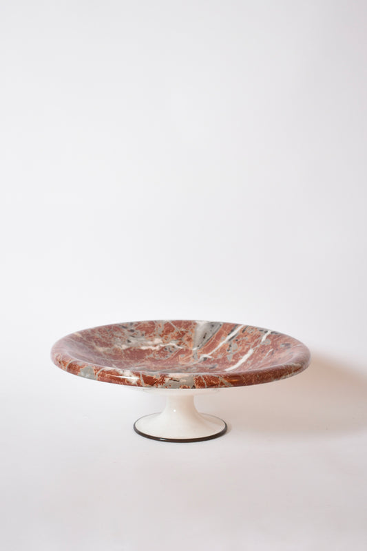 Neoclassical faux marble plate on pedestal, 1960s.