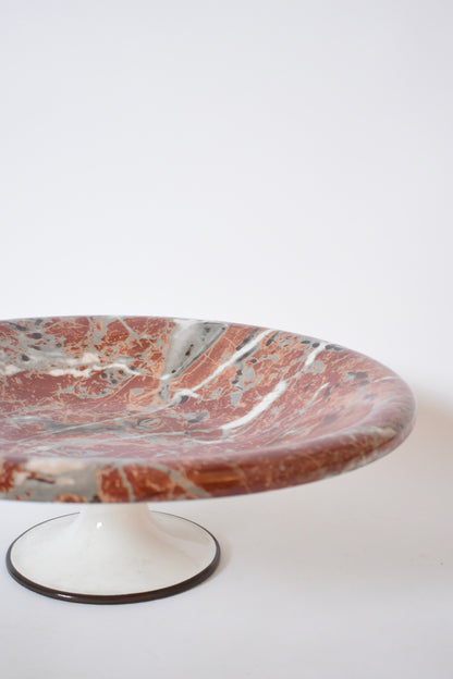 Neoclassical faux marble plate on pedestal, 1960s.