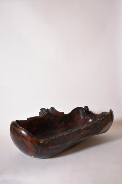 Oblong bowl in Macassar ebony, 1970s.