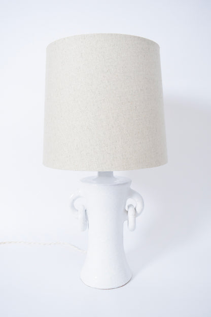 "Kasaï" white handles ceramic lamp 32cm, Barracuda Edition.