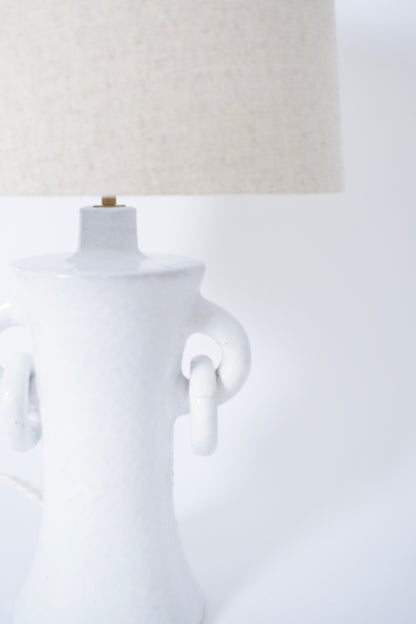 "Kasaï" white handles ceramic lamp 32cm, Barracuda Edition.