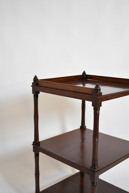 Faux bamboo bookshelves pedestal table, 1960s.