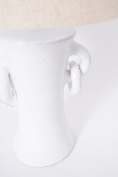 "Kasaï" white handles ceramic lamp 32cm, Barracuda Edition.