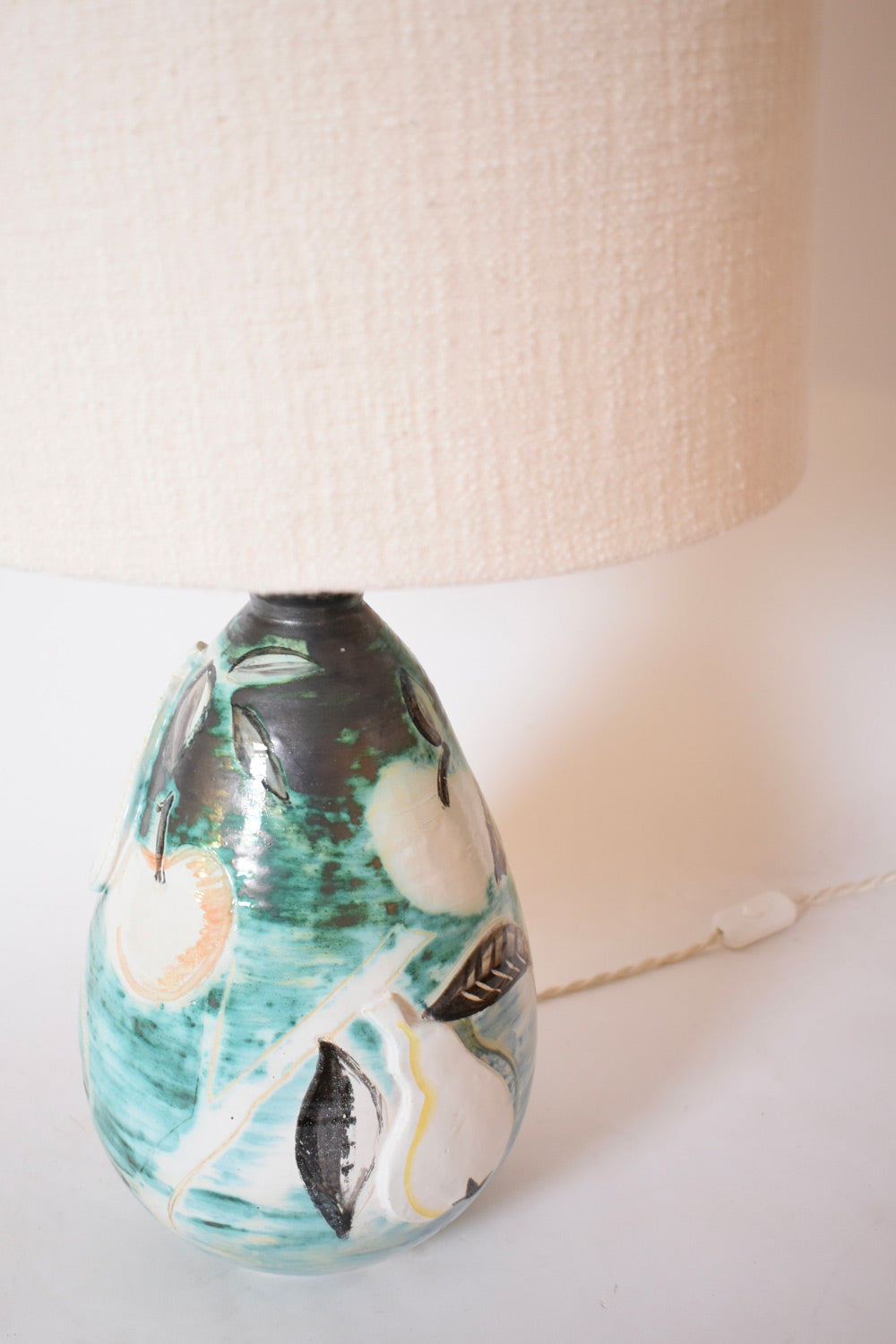 Fruits and pears ceramic lamp, 1960s.