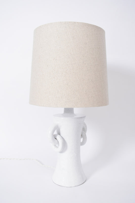 "Kasaï" white handles ceramic lamp 32cm, Barracuda Edition.