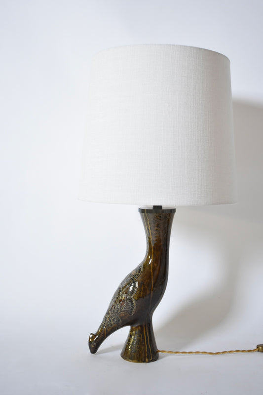 Zoomorphic bird ceramic lamp, 1970s.