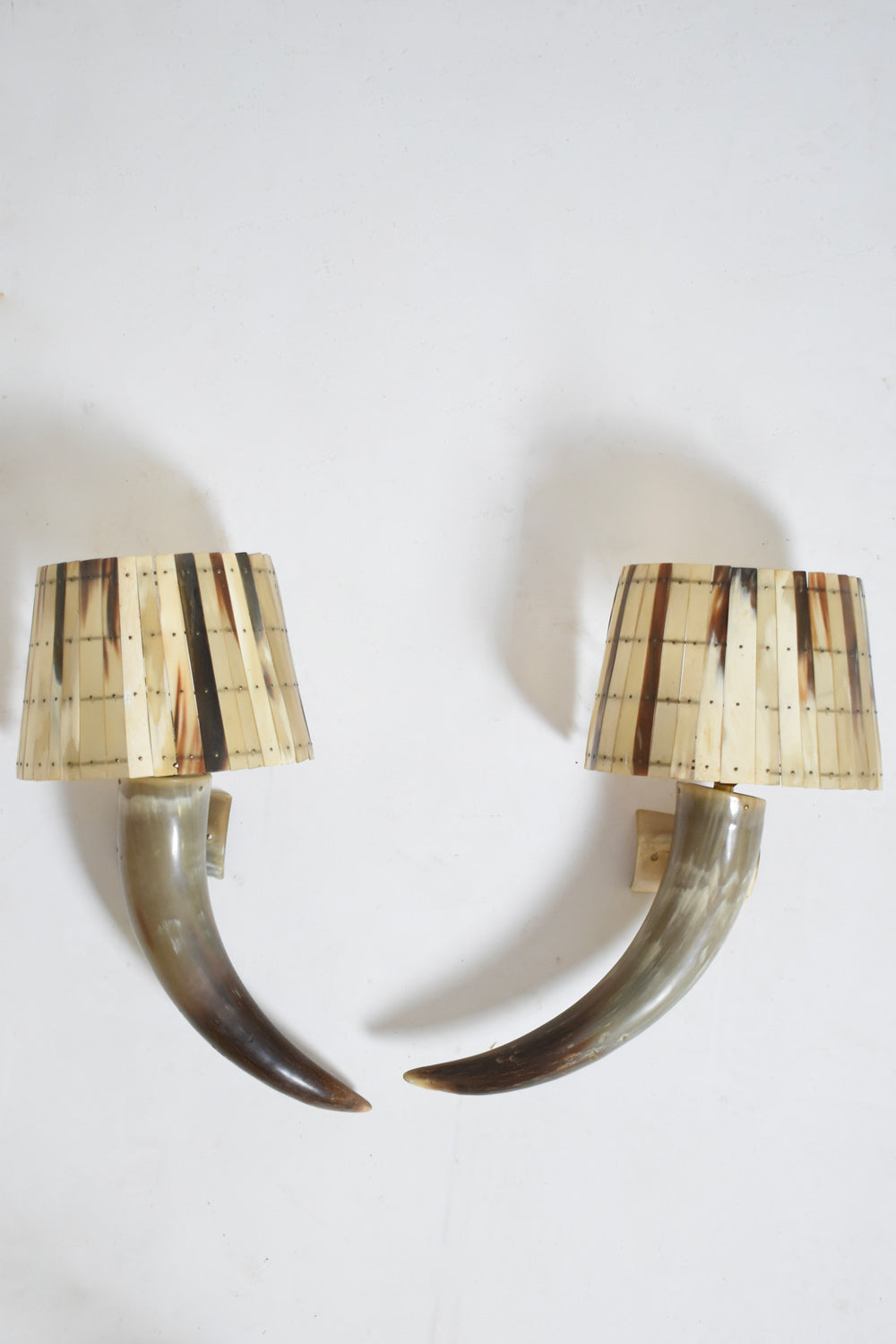 Pair of horn wall sconces, 1970s.