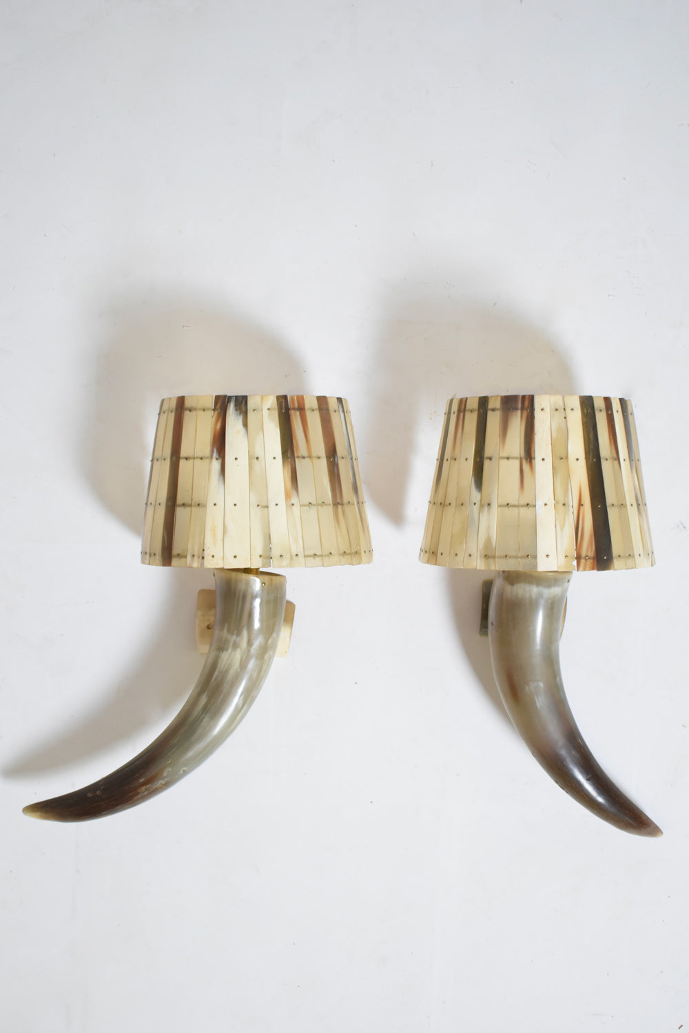 Pair of horn wall sconces, 1970s.