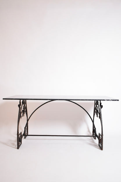 Floral wrought iron console table, 1960s.