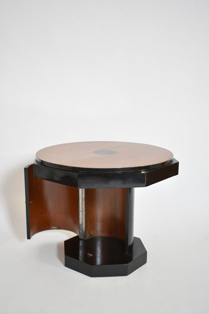 Octogonal wooden ebonised side table, 1930s.