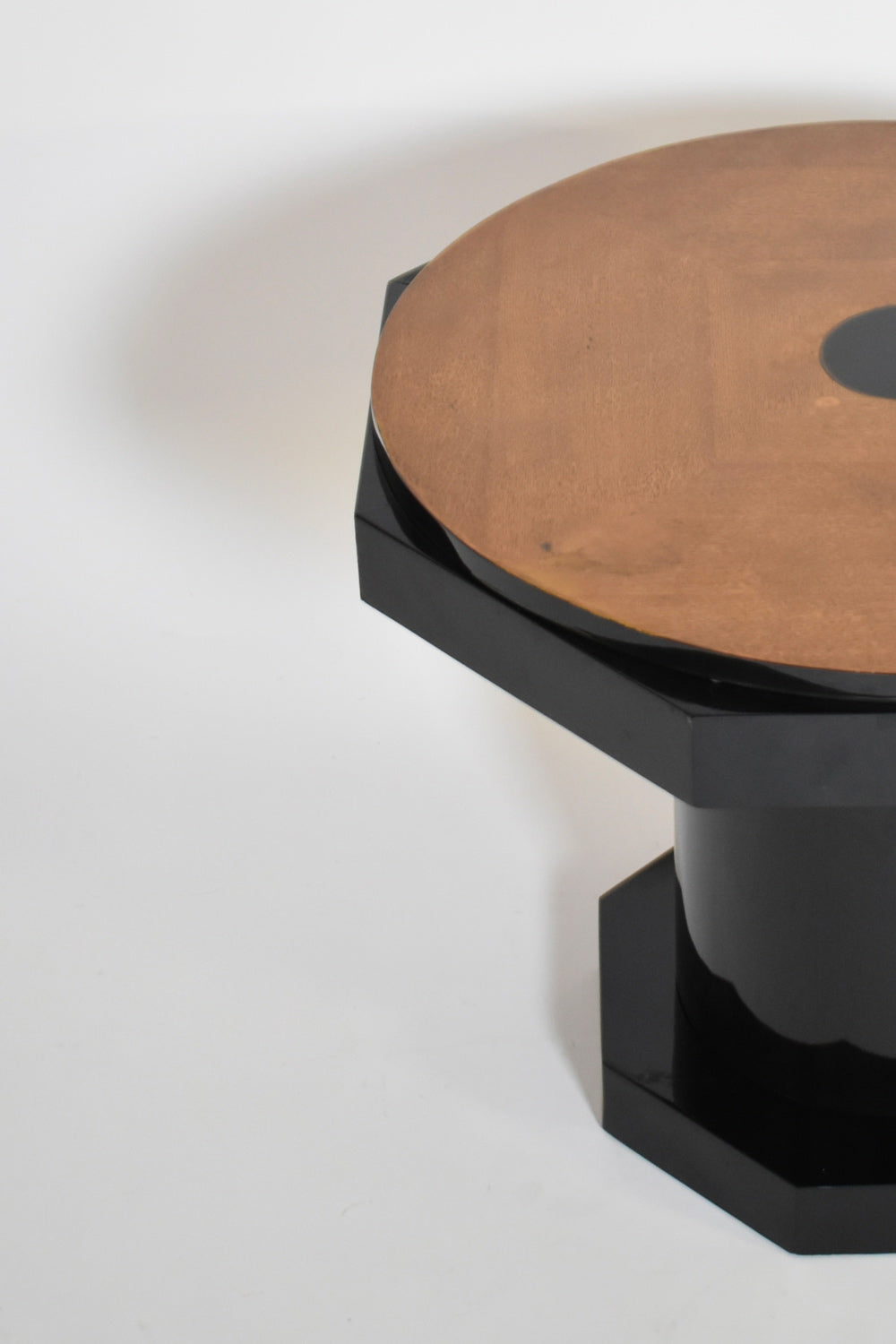 Octogonal wooden ebonised side table, 1930s.