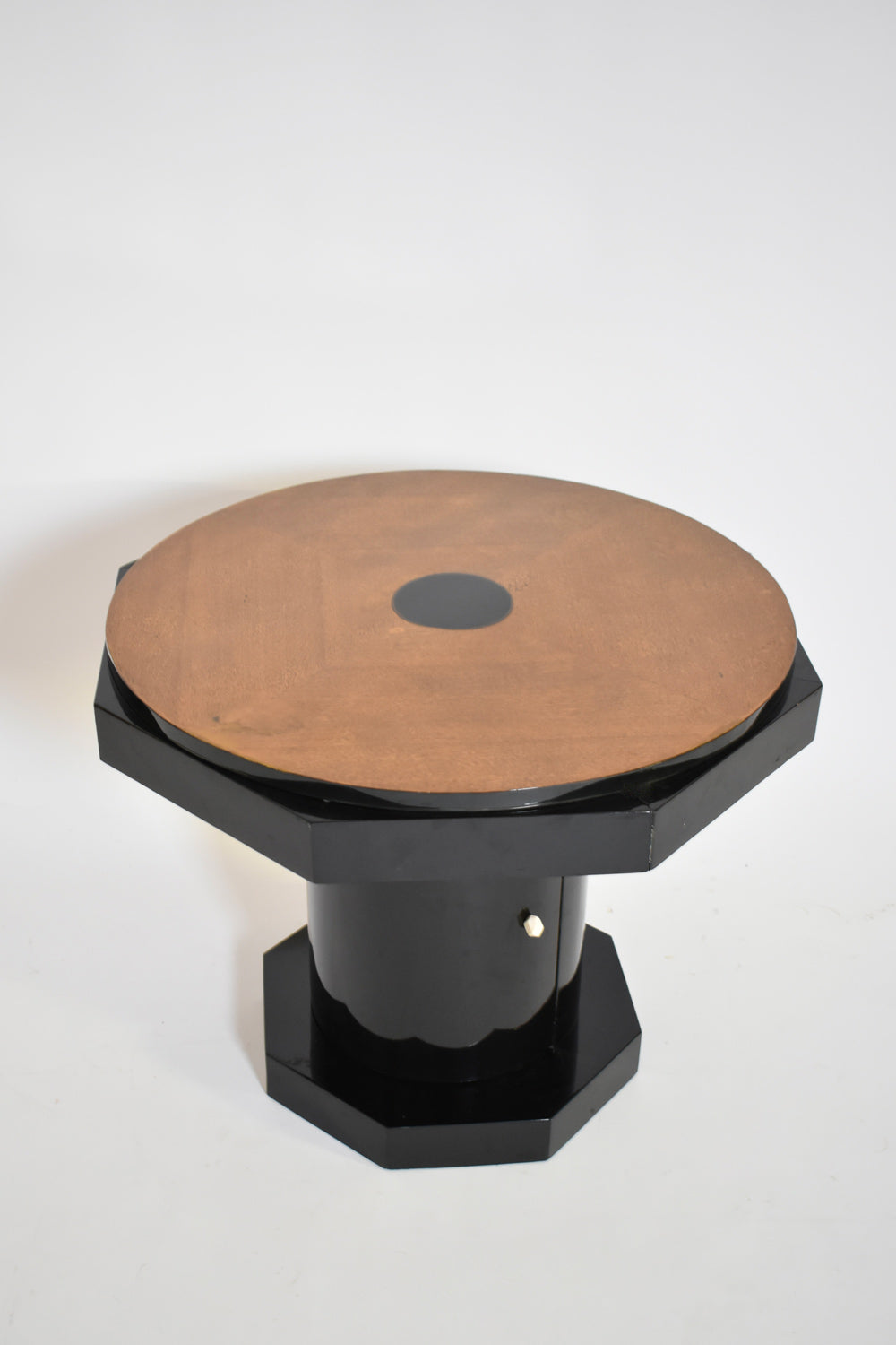Octogonal wooden ebonised side table, 1930s.