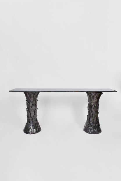 "Sintra" ceramic & marble console table, Barracuda edition.