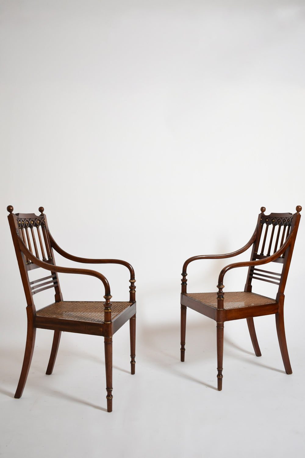 Pair of George III style armchairs, XIXth c.