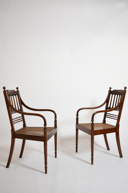 Pair of George III style armchairs, XIXth c.