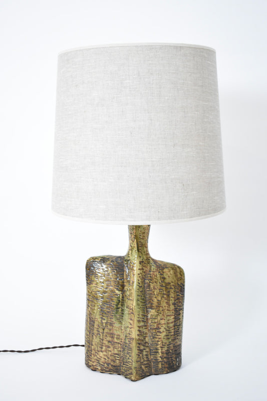 Organic shape grey green ceramic lamp, 1970s.