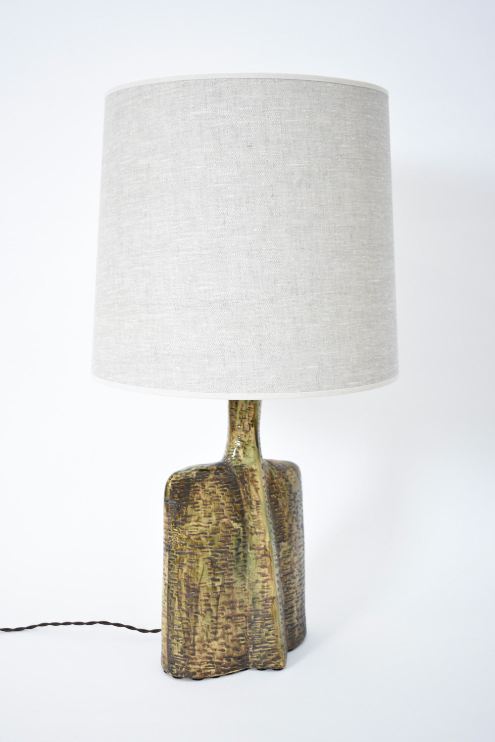 Organic shape grey green ceramic lamp, 1970s.