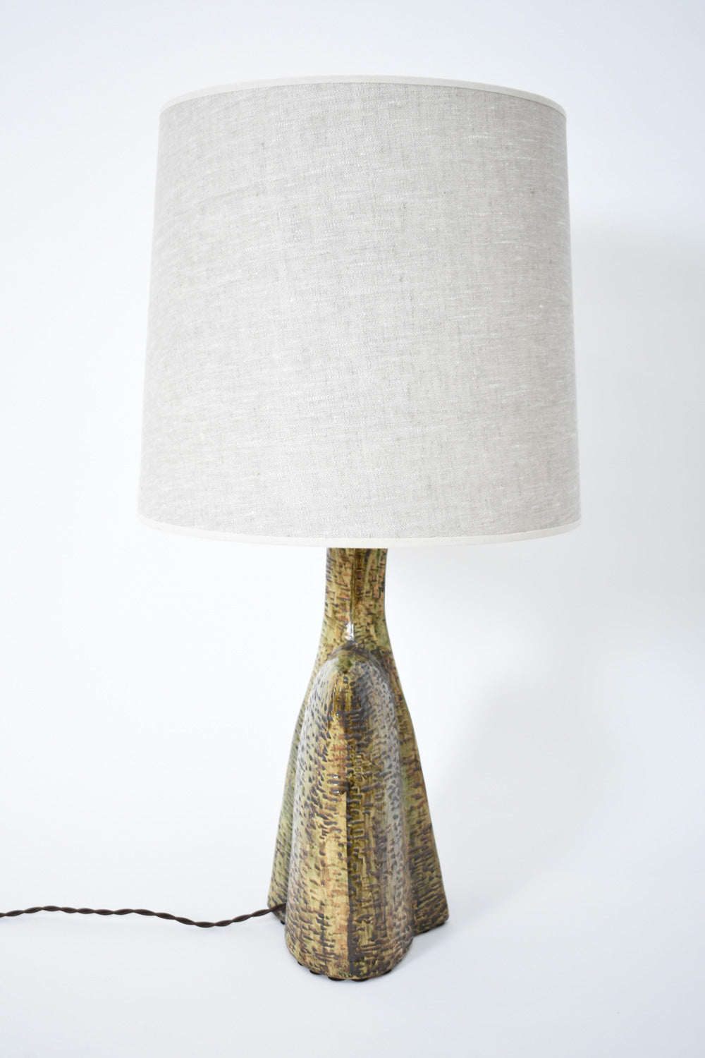 Organic shape grey green ceramic lamp, 1970s.