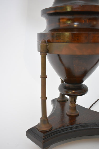 Wood and brass baluster lamp, 1910s.