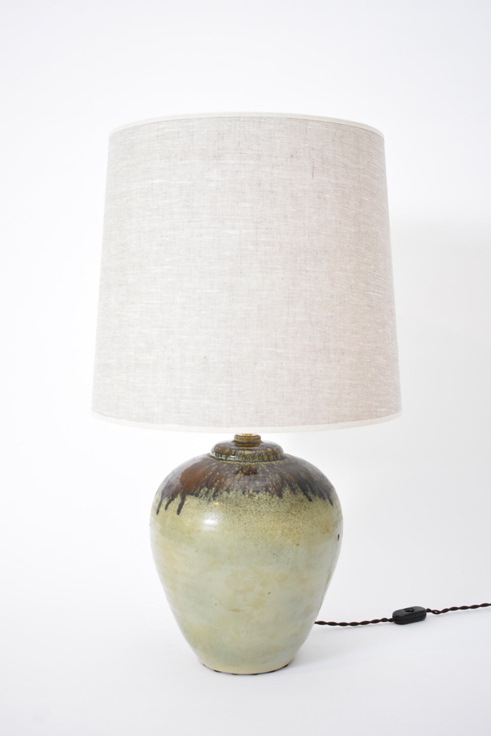 Puisaye celadon ceramic lamp, 1950s.