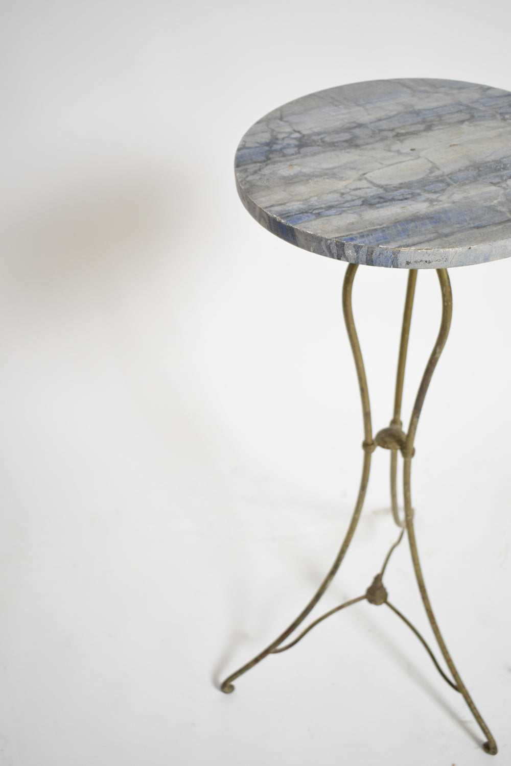 Pair of wrought iron side table pedestals, 1940s.