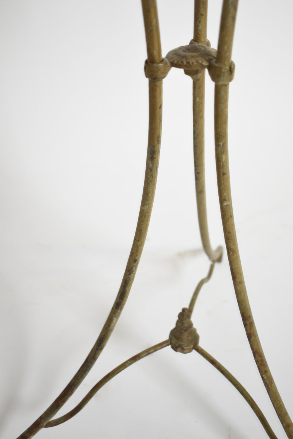 Pair of wrought iron side table pedestals, 1940s.