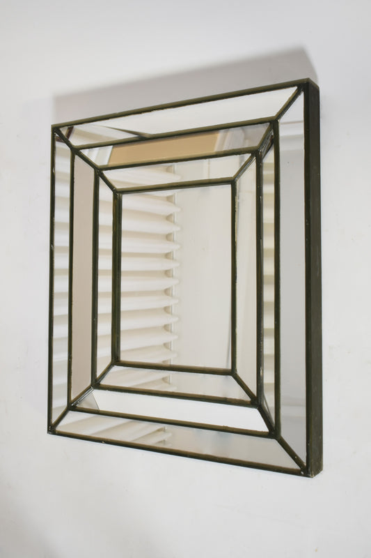 Rectangular mirror with green glazing beads, 1960s.