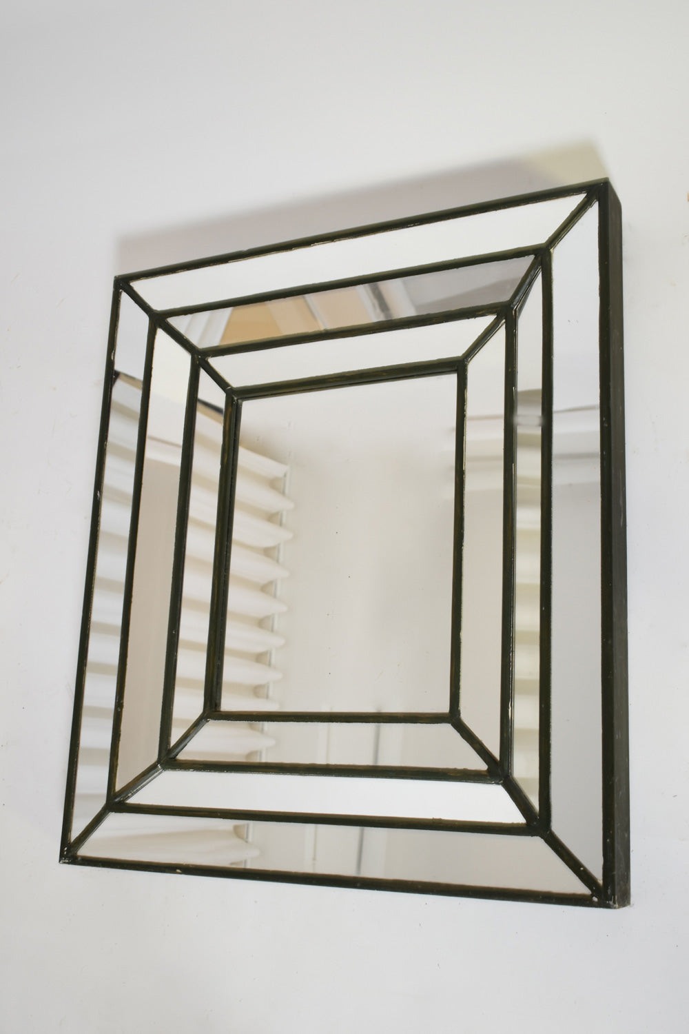 Rectangular mirror with green glazing beads, 1960s.