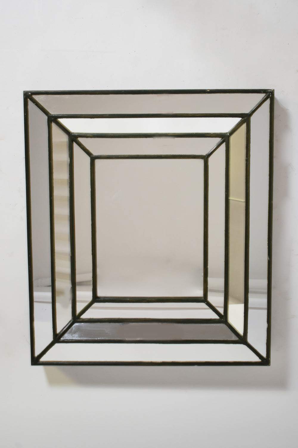 Rectangular mirror with green glazing beads, 1960s.