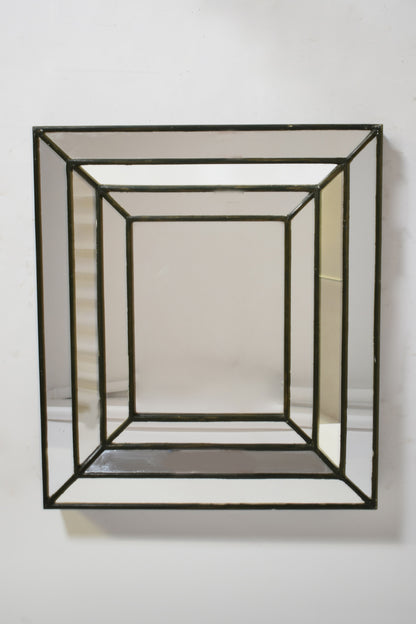 Rectangular mirror with green glazing beads, 1960s.